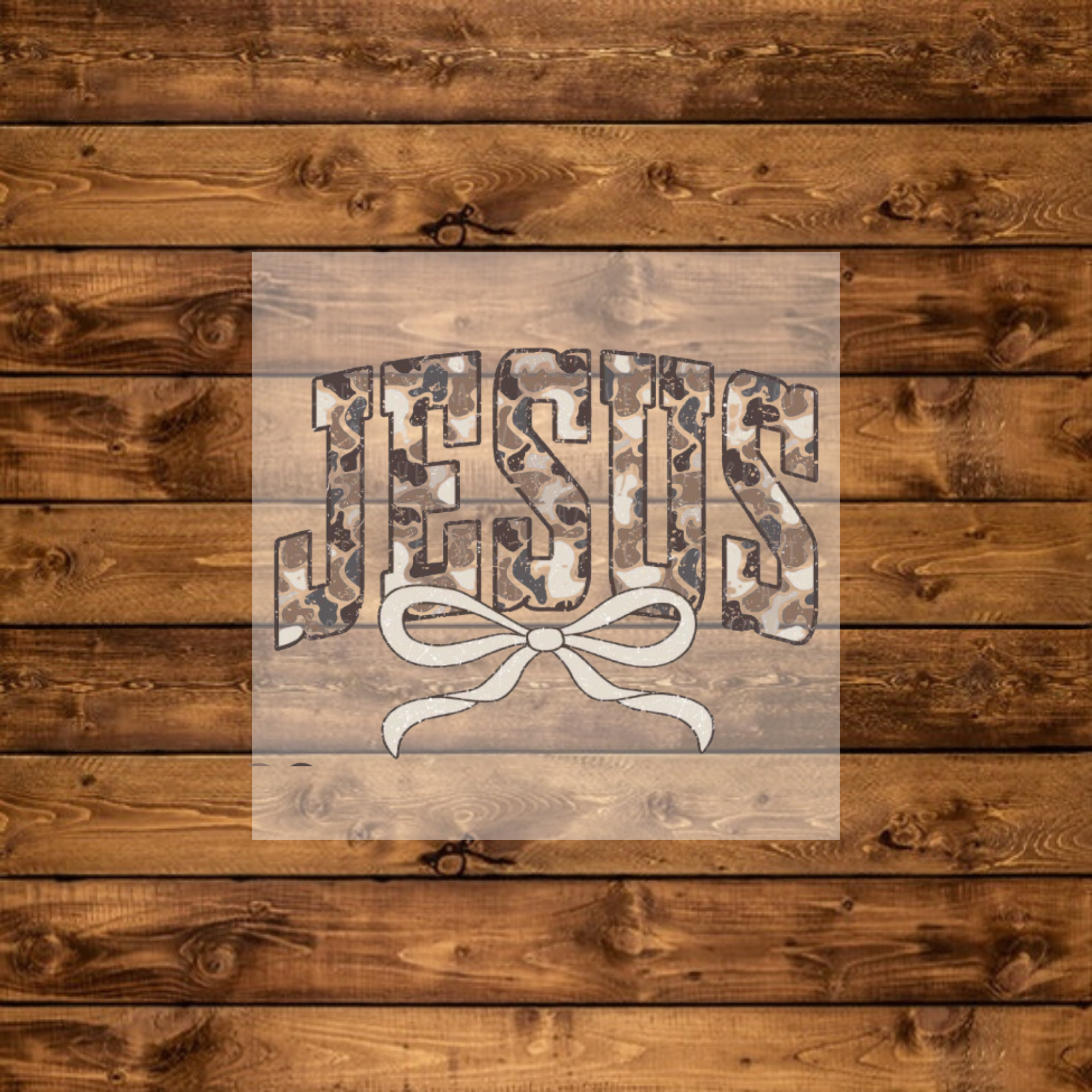 “Jesus” Preppy Bow & Camo  - DTF Transfer