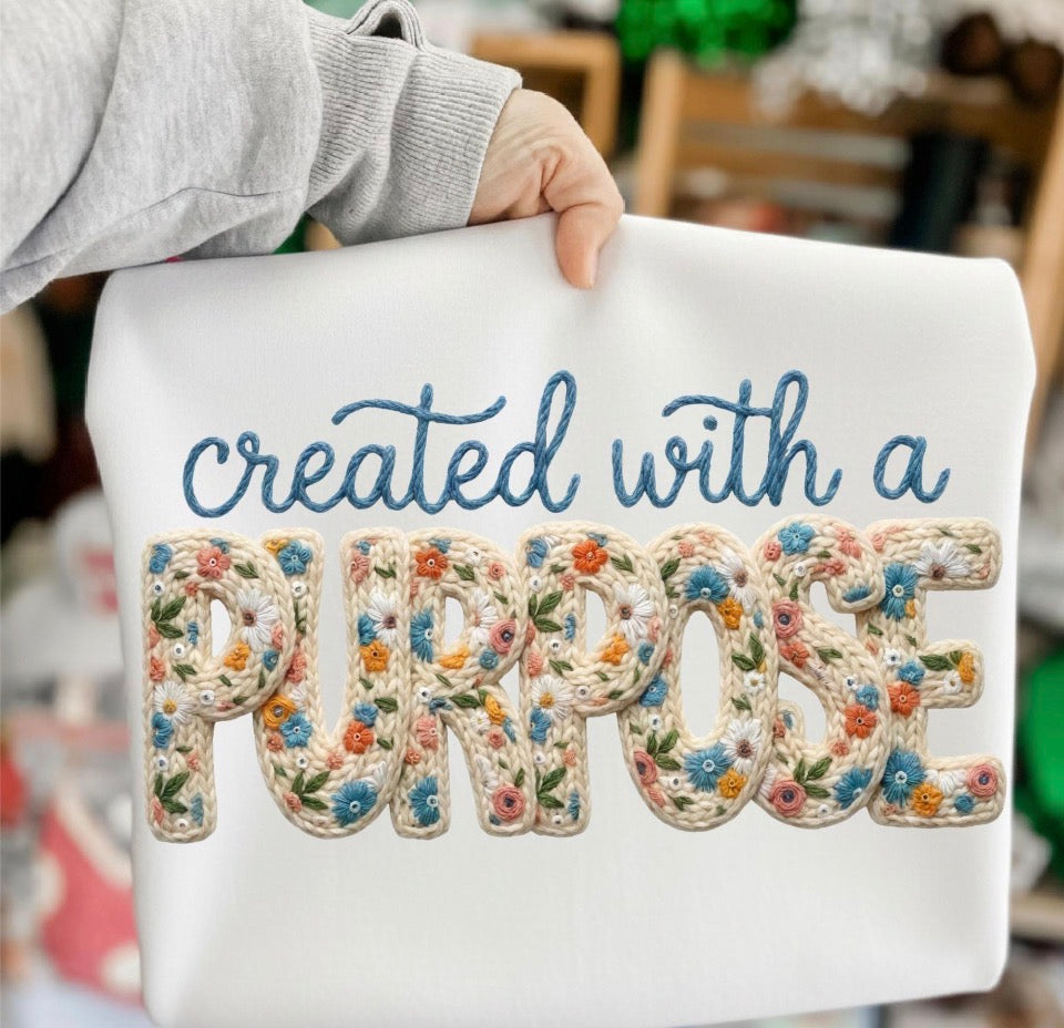 Created With A Purpose Faux Yarn -  Women’s Graphic Tee