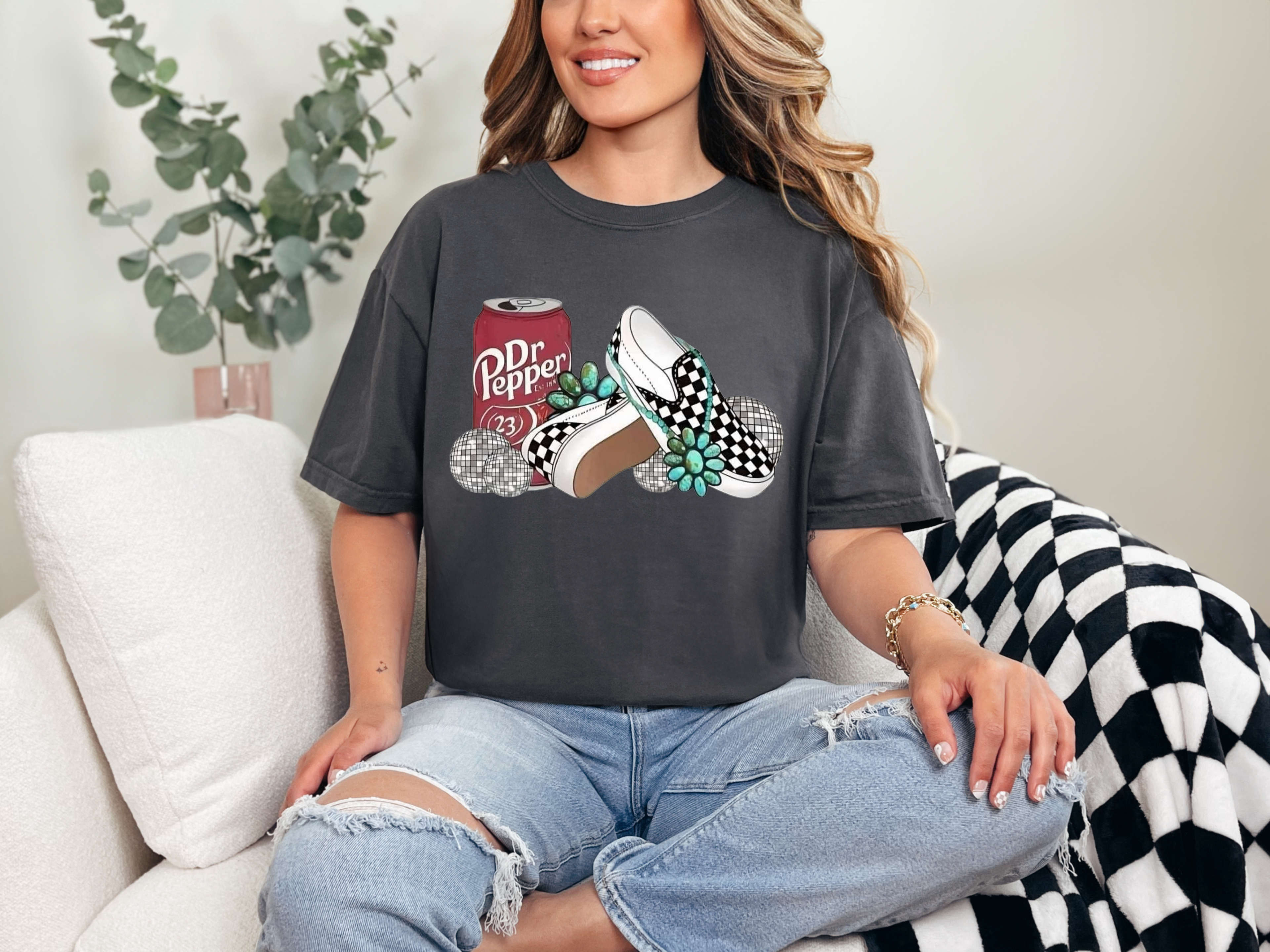 Dr Pepper, Checkered Vans & Turquoise  - DTF Transfer