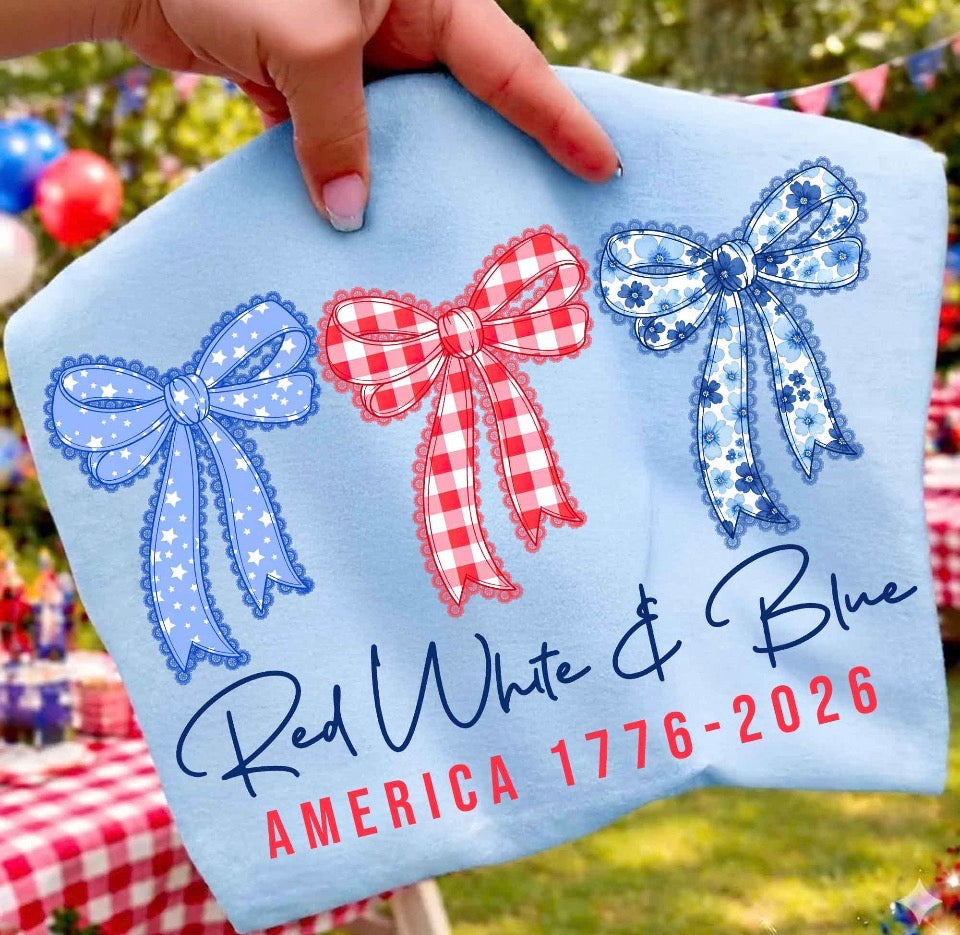 Red White & Blue Bow Trio Graphic Tee