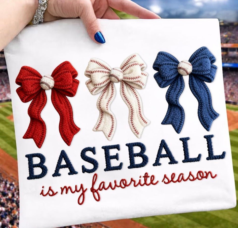 Baseball Is My Favorite Season Bow Coquette - Women’s Graphic Tee
