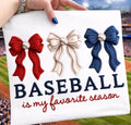 Baseball Is My Favorite Season Bow Coquette - Women’s Graphic Tee